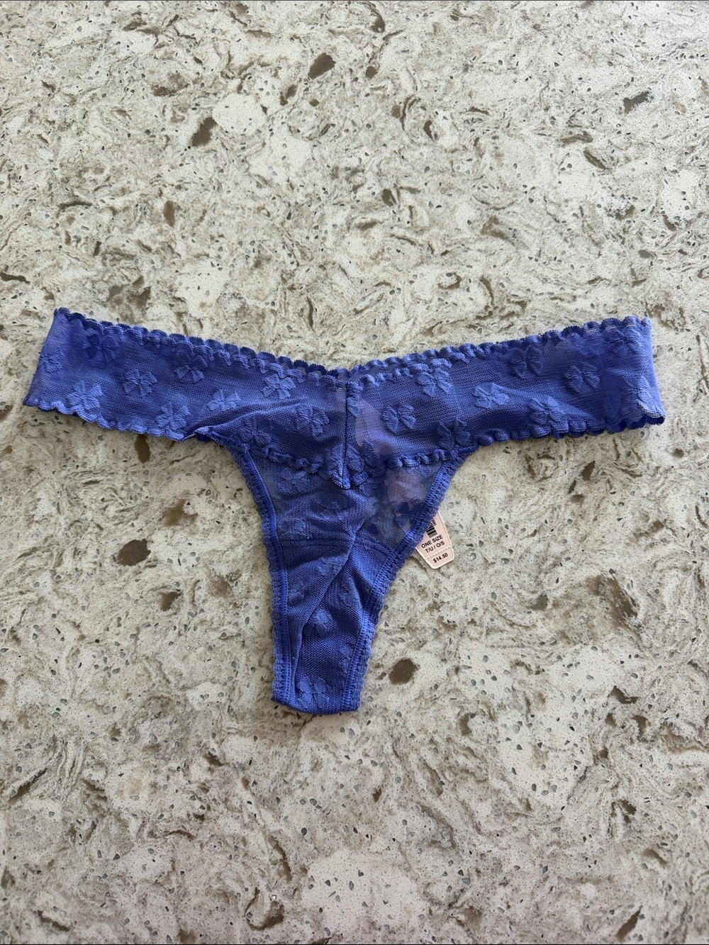 NWT VICTORIA SECRET Women's Lace Thong - PERIWINKLE